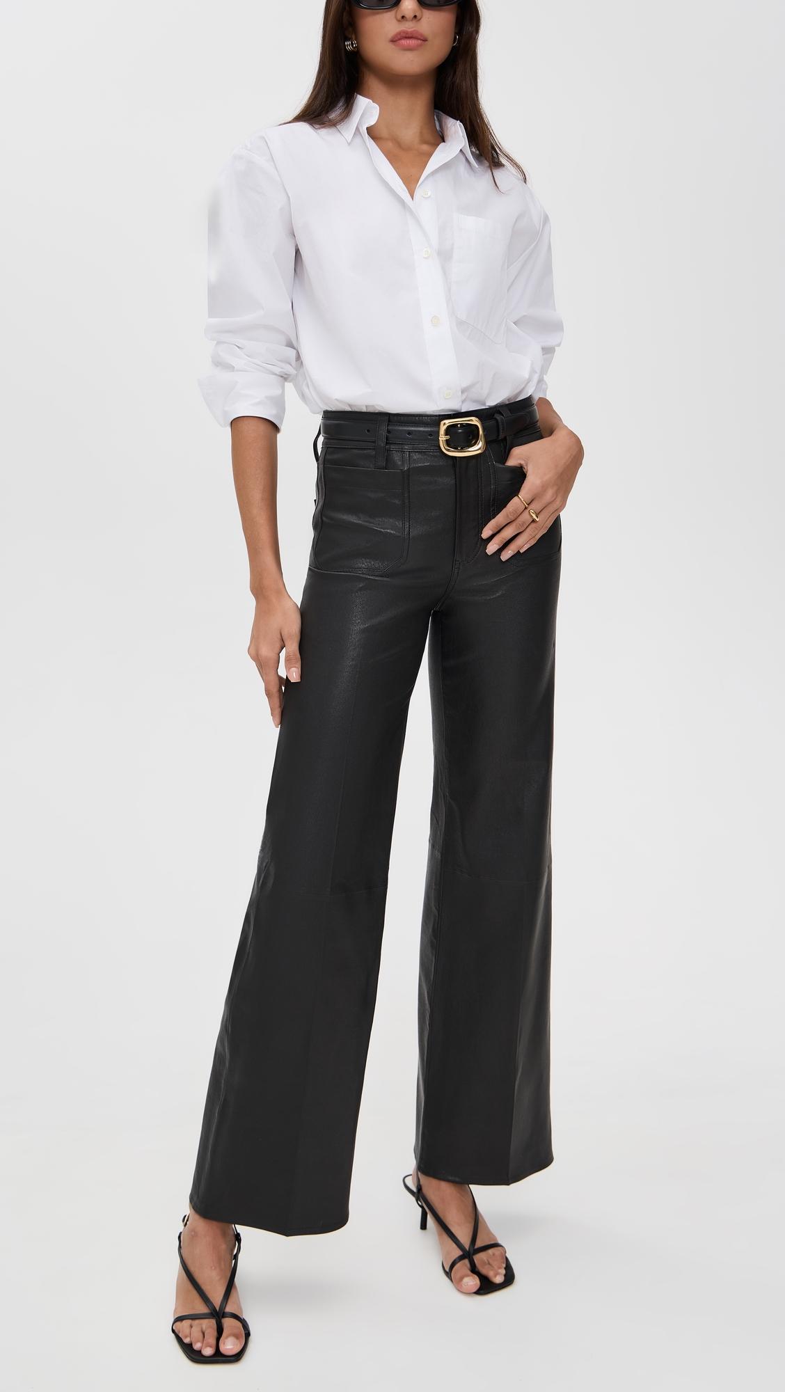 Leather Le Slim Palazzo Modernist Pocket Pants by FRAME