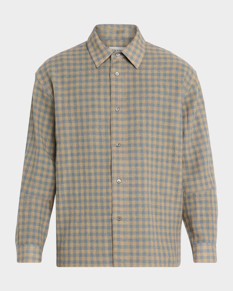 Men's Lightweight Wool Plaid Button-Down Shirt by FRAME