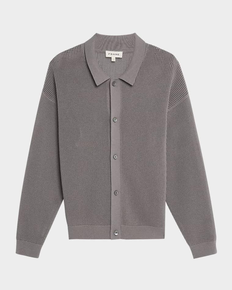 Men's Mesh-Knit Buttoned Cardigan by FRAME