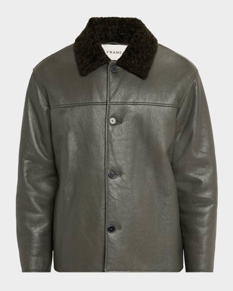Men's Shearling Button-Front Jacket by FRAME
