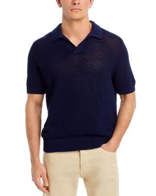 Mesh Short Sleeve Open Collar Polo Sweater by FRAME