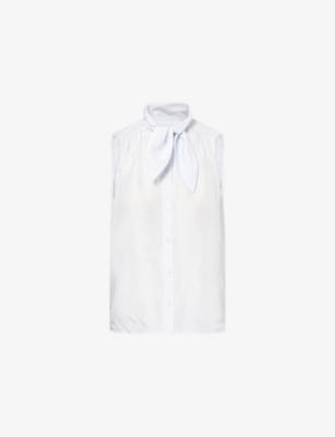 Novelist Neck-Tie Silk Tank Shirt by FRAME