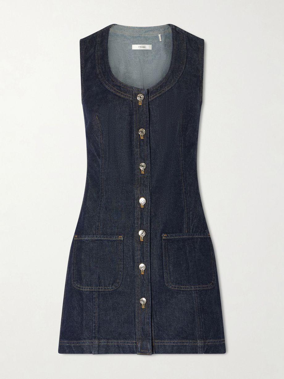 Paneled recycled denim mini dress by FRAME