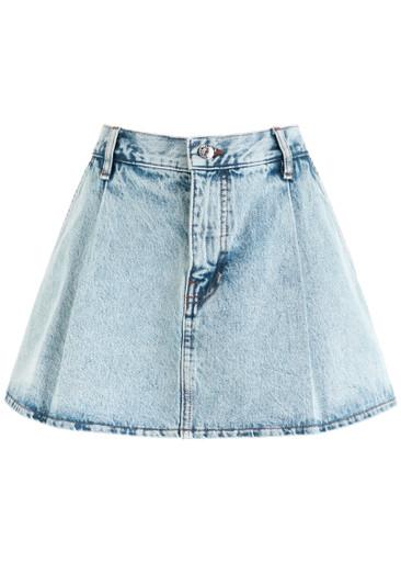 Pleated denim mini skirt by FRAME