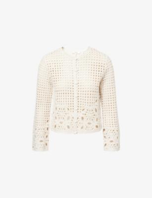 Postcard Cut-Out Weave Cotton Cardigan by FRAME