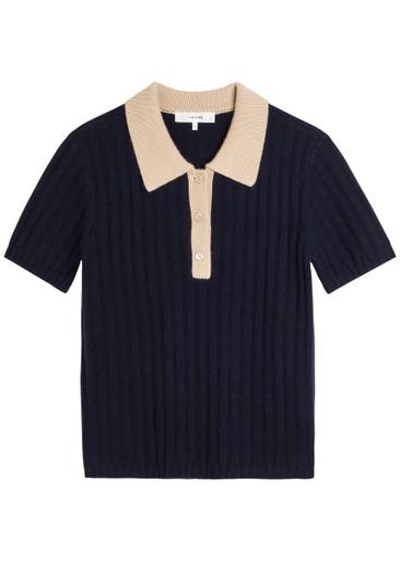 Ribbed cashmere polo top by FRAME