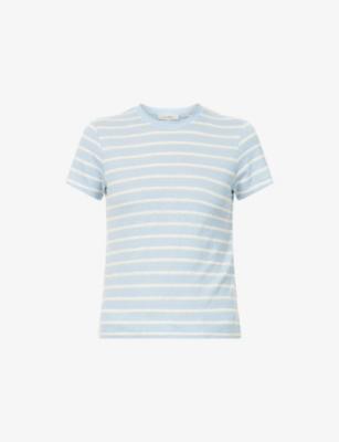 Short-Sleeve Striped Linen-Blend T-Shirt by FRAME