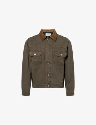 Suede-Collar Cotton-Canvas Trucker Jacket by FRAME