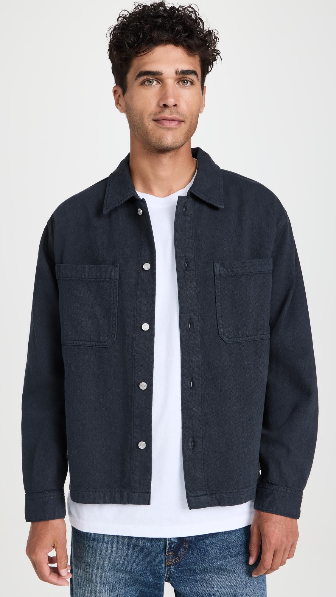 Textured Terry Double Pocket Relaxed Shirt by FRAME