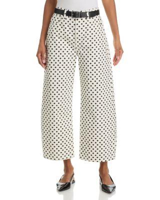 The Bow High Rise Crop Jeans in White Polka Dot by FRAME
