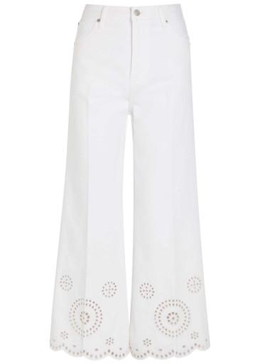 The Eyelet Flare embroidered flared-leg jeans by FRAME