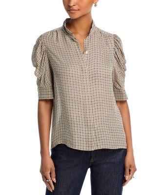 The Houndstooth Gillian Silk Top by FRAME