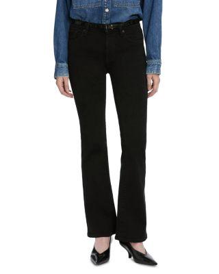 The Icon High Rise Flare Jeans in Black by FRAME