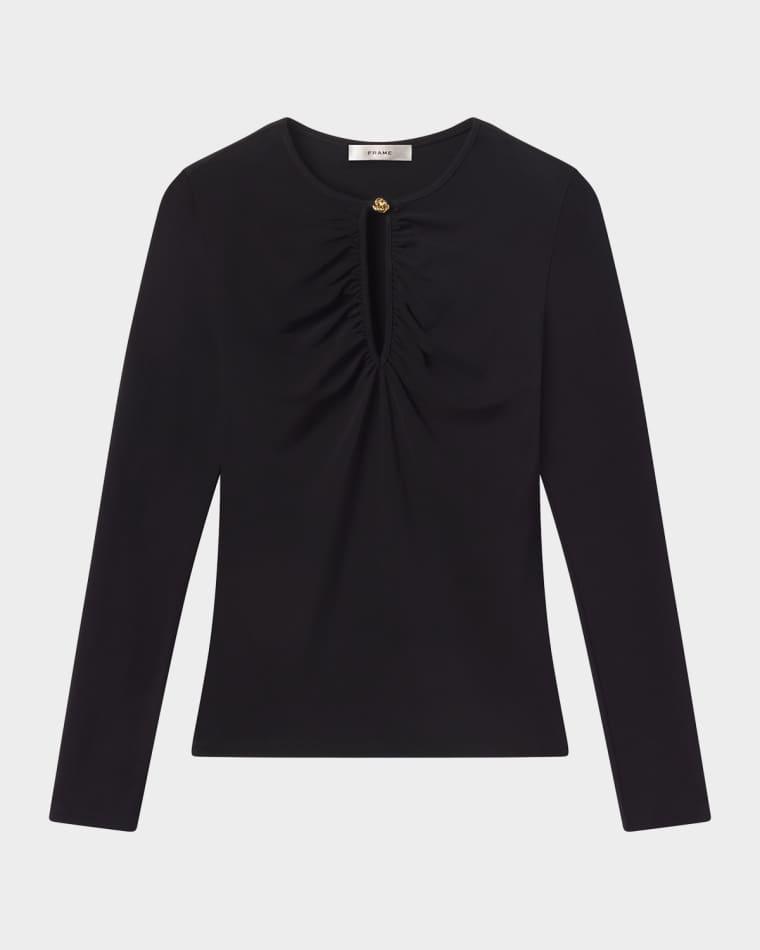 The Keyhole Matte Jersey Top by FRAME