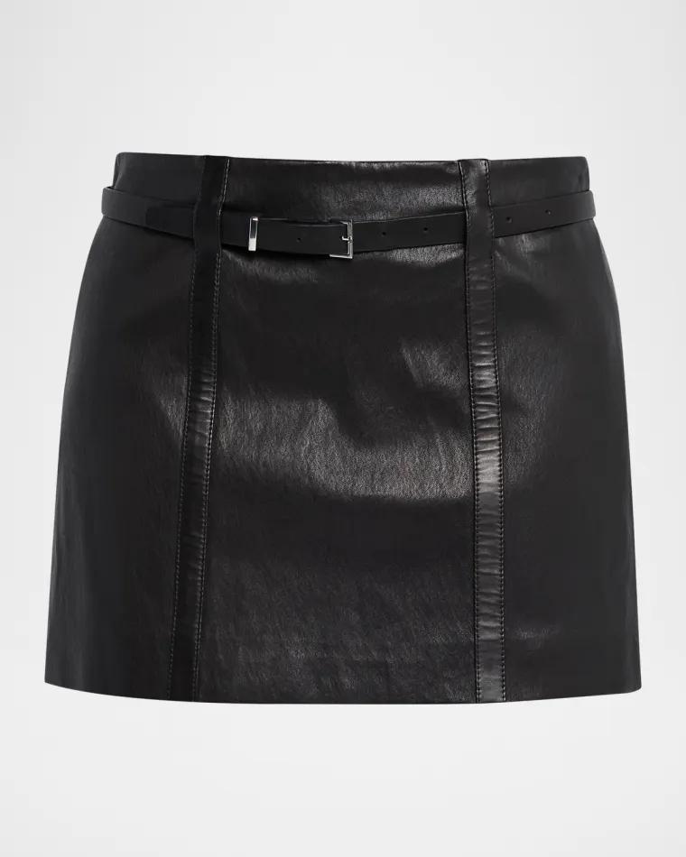 The Leather Belt Mini Skirt by FRAME