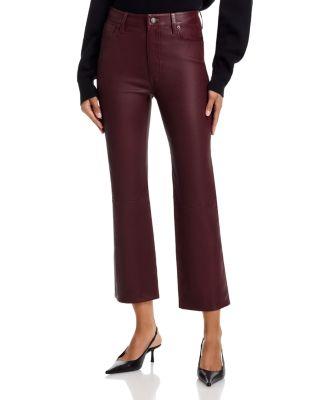 The Leather Reboot High Rise Ankle Bootcut Jeans in Oxblood by FRAME