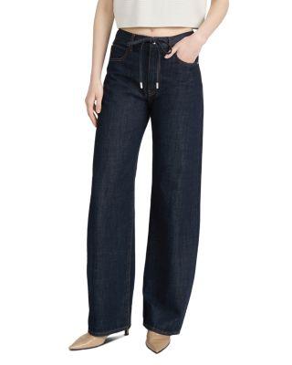 The Off Duty Drawstring Bow High Rise Jeans in Rinse by FRAME