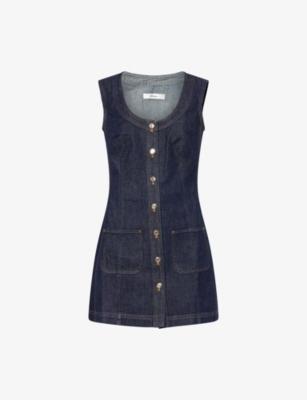The Patch Pocket Denim Mini Dress by FRAME