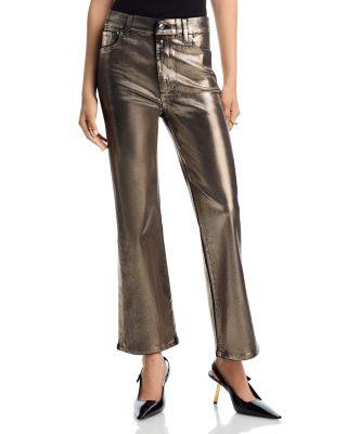 The Reboot High Rise Crop Metallic Coated Jeans in Champagne by FRAME