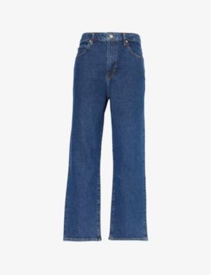 The Ruler Crop Straight-Leg High-Rise Denim Jeans by FRAME