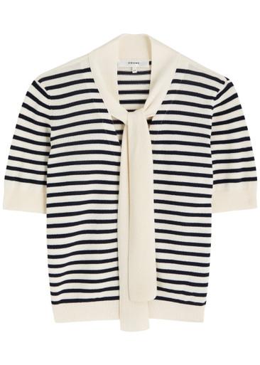The Sailor Tie striped cotton-blend cardigan by FRAME