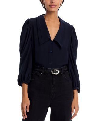 The Silk Long Sleeve Sailor Blouse by FRAME