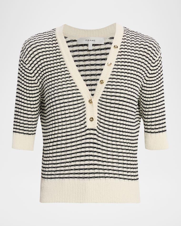 The Stripe V-Neck Top by FRAME