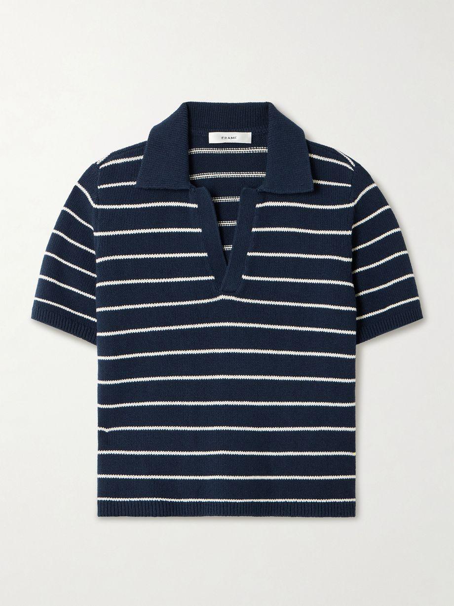 The Striped Easy cotton-blend polo shirt by FRAME