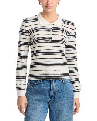 The Striped Long Sleeve Polo by FRAME