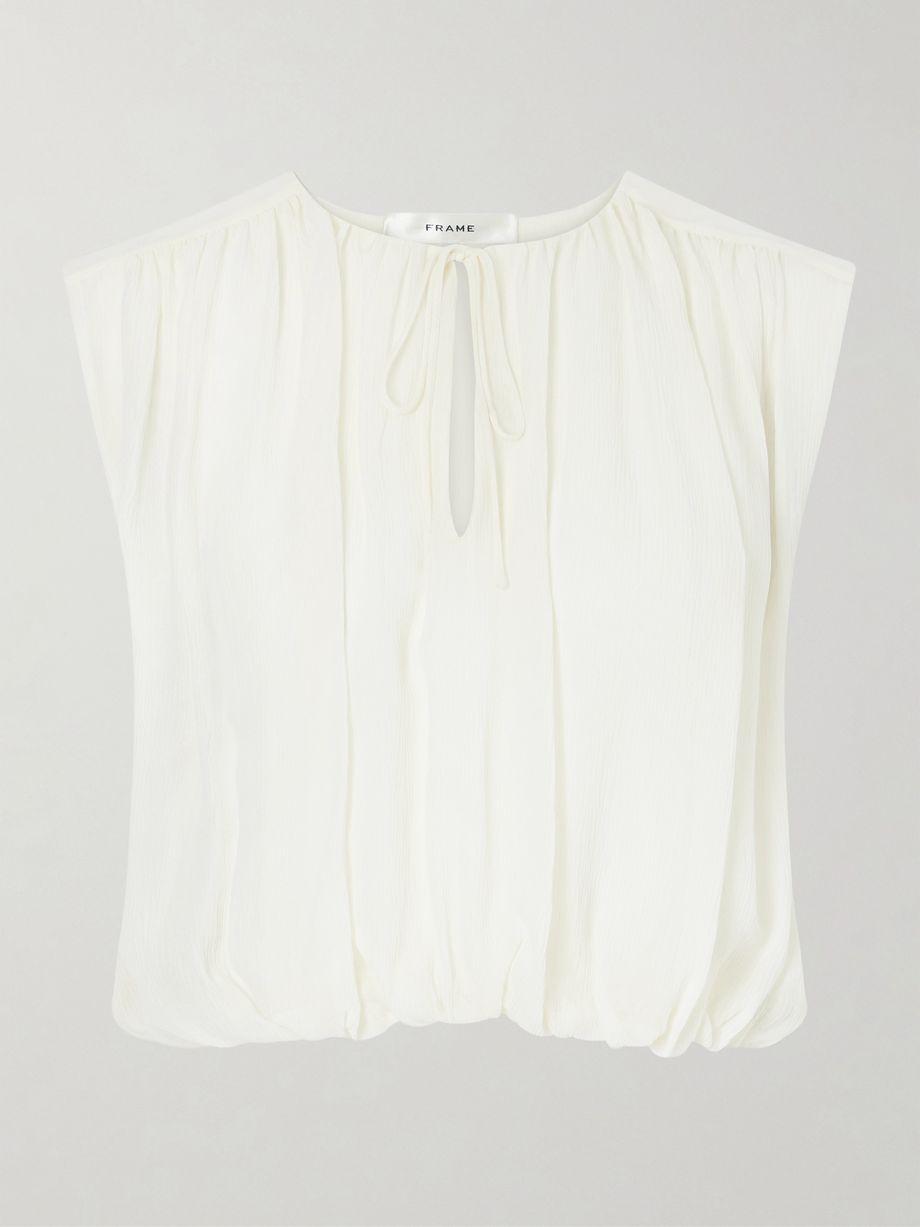 Wave cropped silk top by FRAME