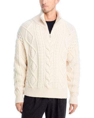 Wool & Cashmere Chunky Cable Knit Half Zip Sweater by FRAME