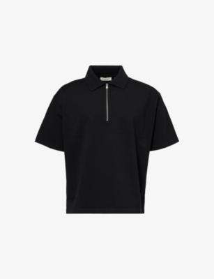 Zip Short-Sleeves Cotton-Piqué Polo Shirt by FRAME
