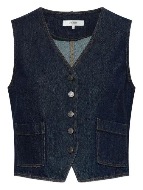 buttoned pocketed denim waistcoat by FRAME