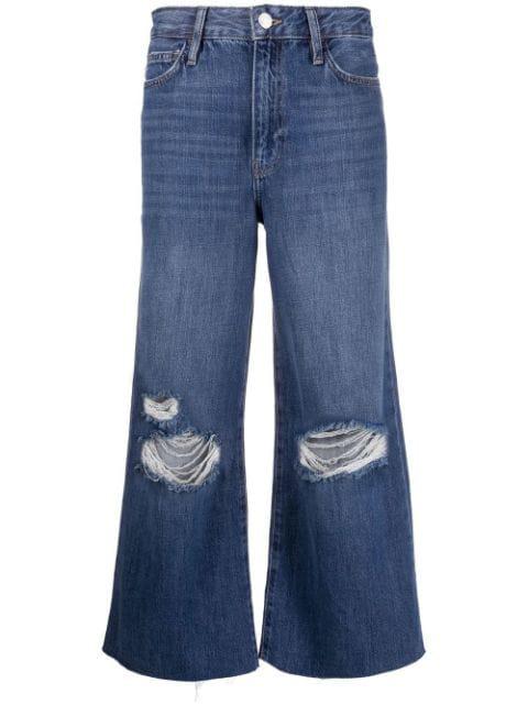 distressed cropped-leg jeans by FRAME