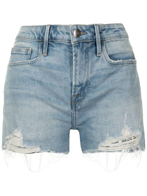 distressed denim shorts by FRAME