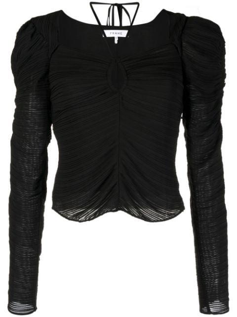 gathered keyhole tie-neck top by FRAME