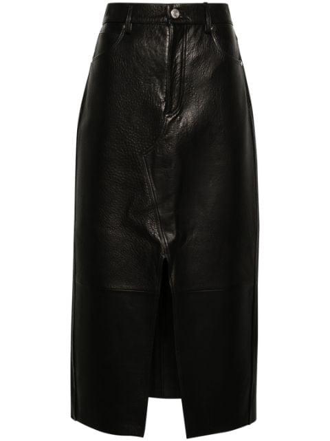 panelled leather midi skirt by FRAME