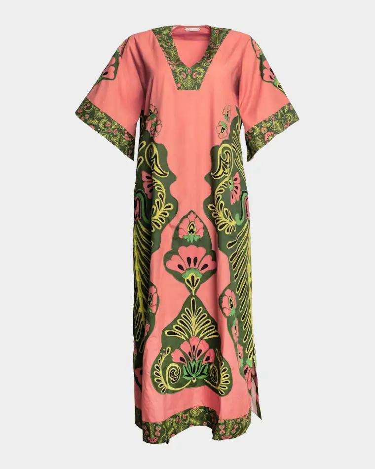 Delightful Embroidered Floral-Print Midi Dress by FRANCES VALENTINE