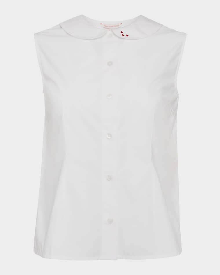 Louise Heart-Embroidered Cotton Top by FRANCES VALENTINE