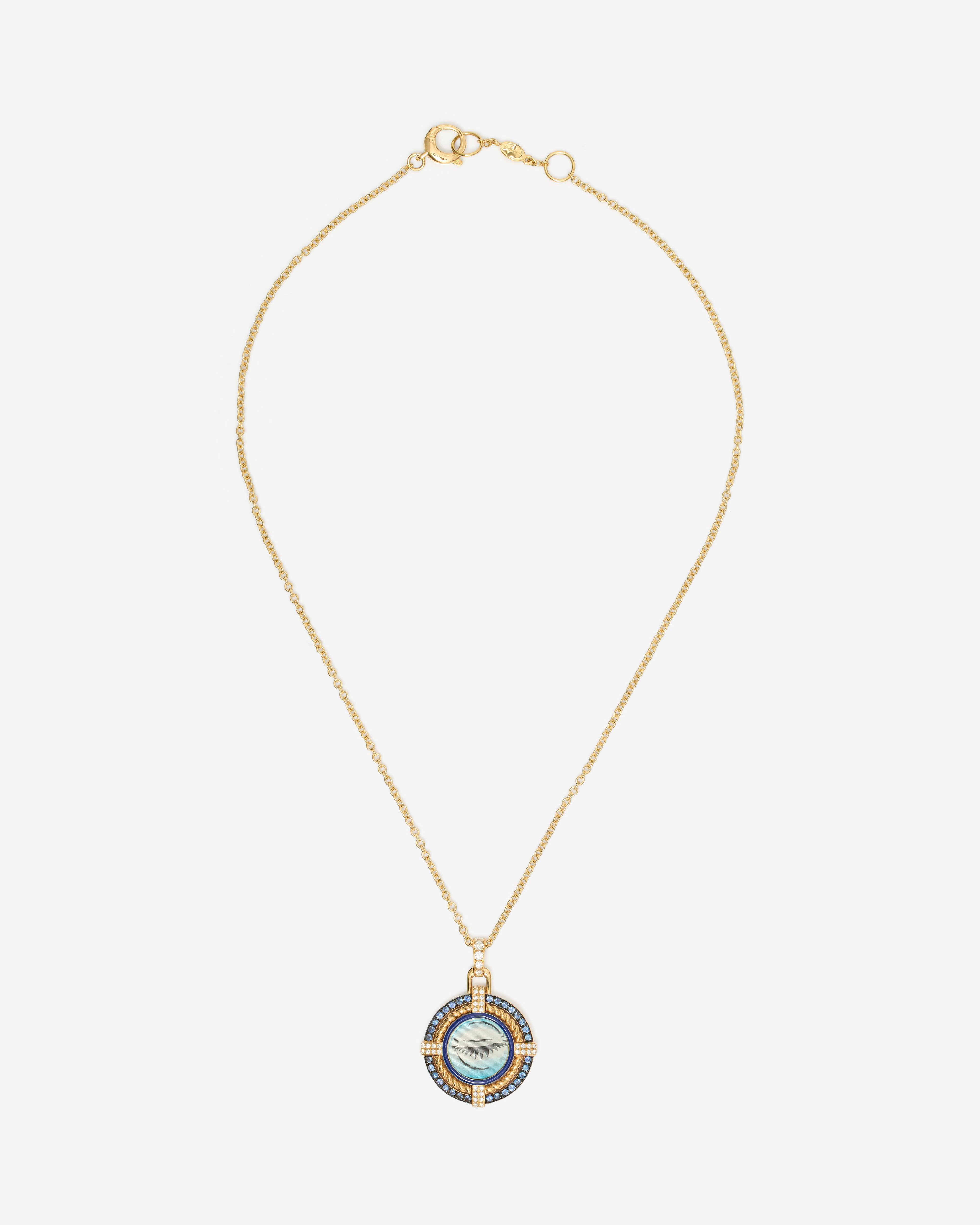 Francesca Villa - Eye See You Sapphire Pendant - (Yellow Gold) by FRANCESCA VILLA