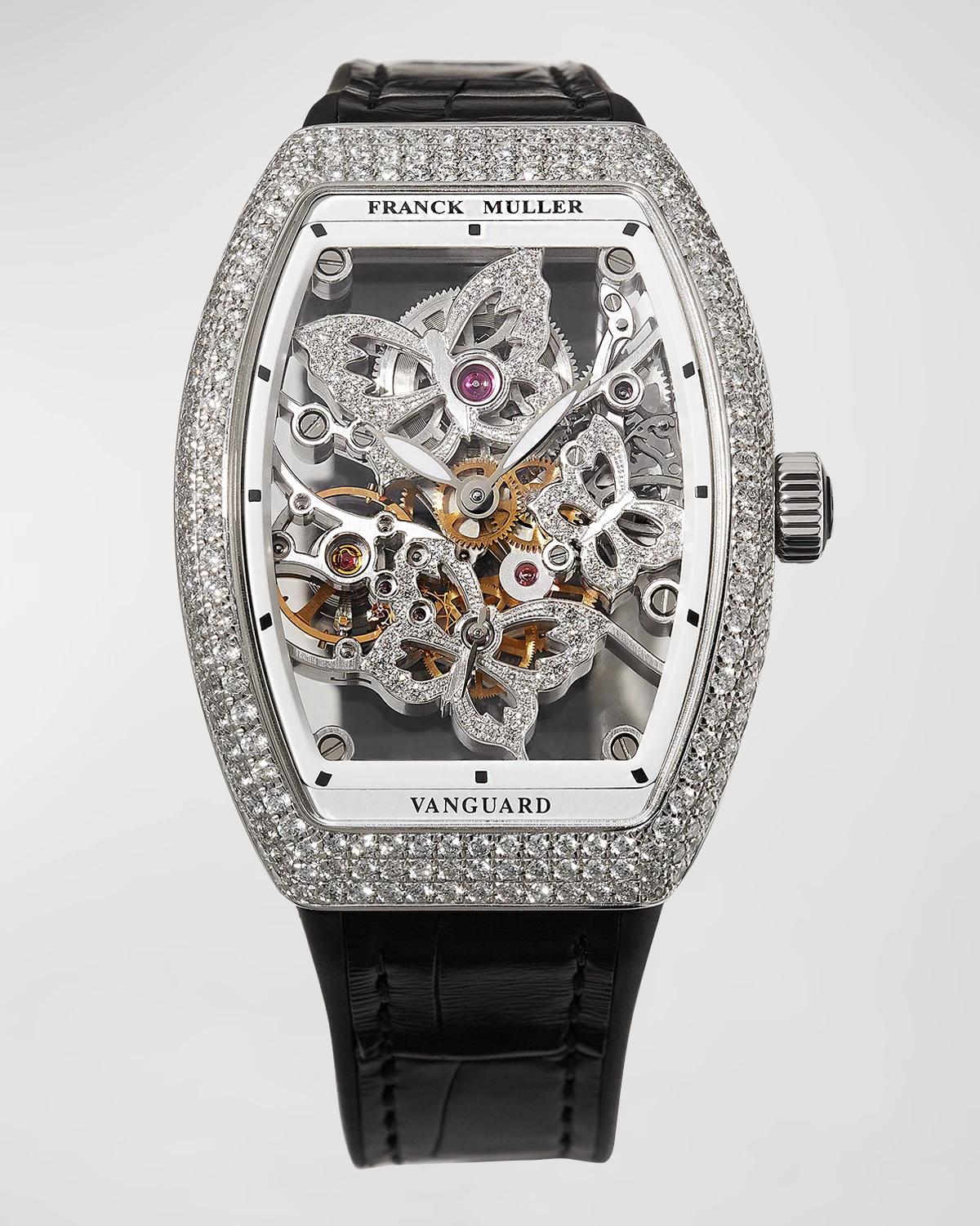 Butterfly Diamond Skeleton Stainless Steel Watch Black Strap by FRANCK MULLER