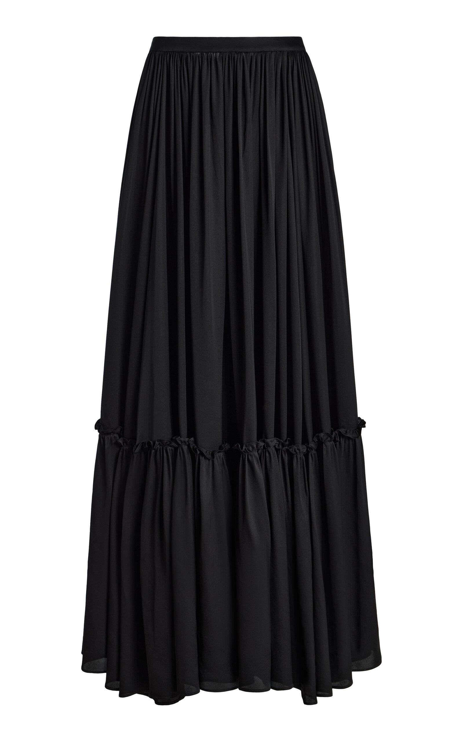 FRANÇOISE Jade Satin Maxi Skirt - Moda Operandi by FRANCOISE