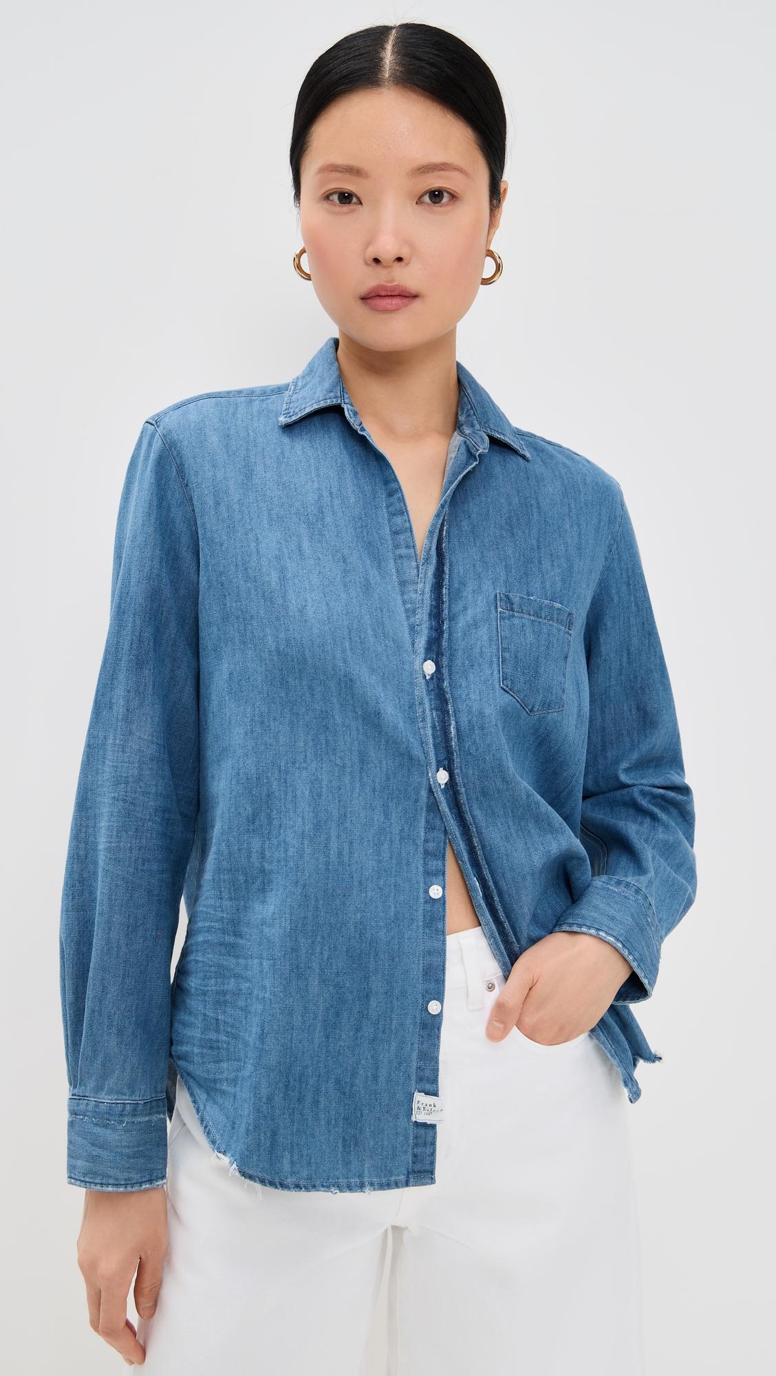 Eileen Denim Relaxed Button Down Shirt by FRANK & EILEEN
