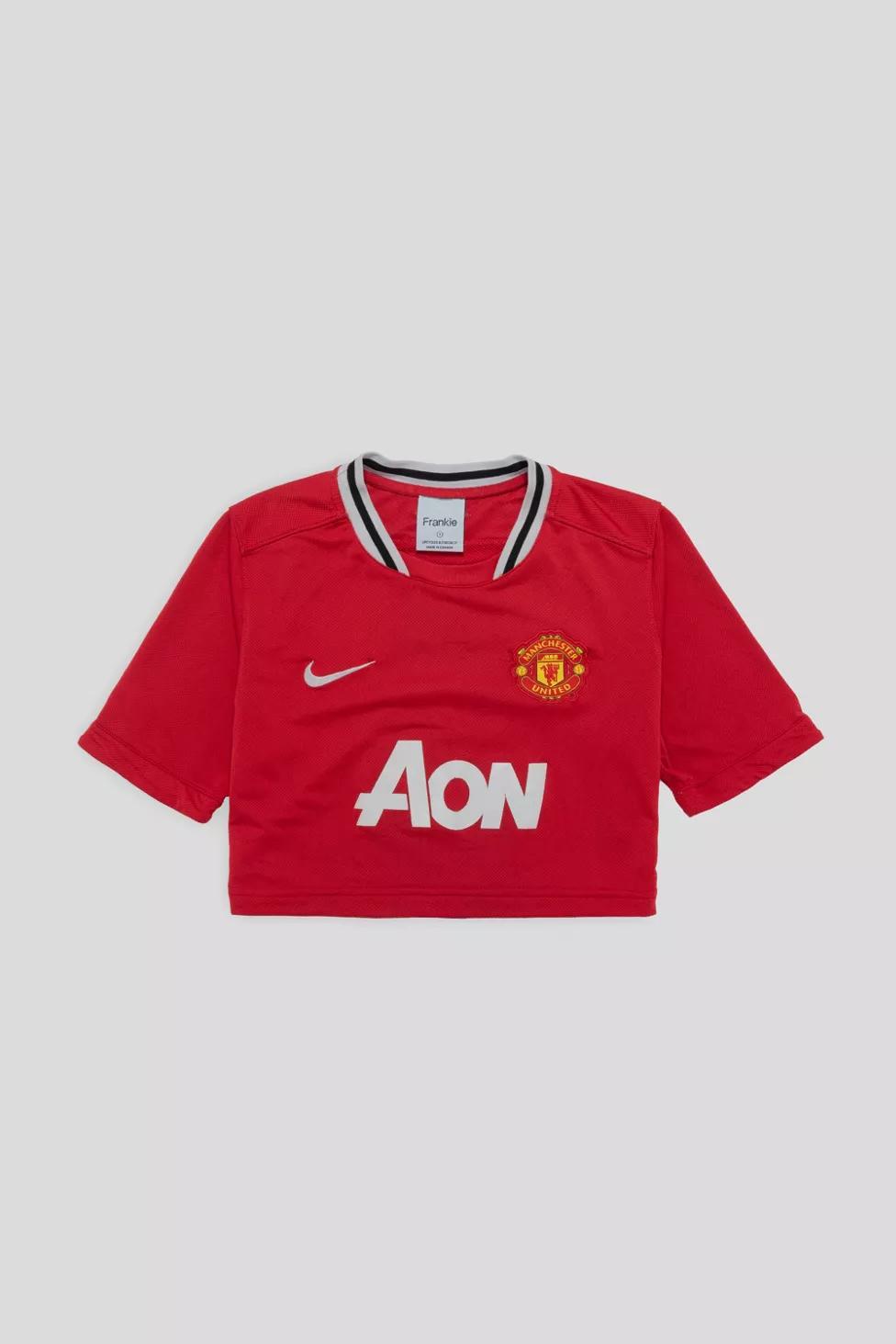 Frankie Collective Rework Manchester United FC Soccer Crop Jersey by FRANKIE COLLECTIVE