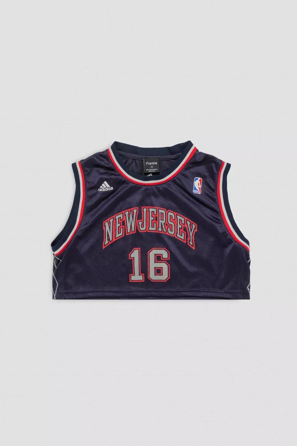 Frankie Collective Rework New Jersey Nets Crop Basketball Jersey by FRANKIE COLLECTIVE