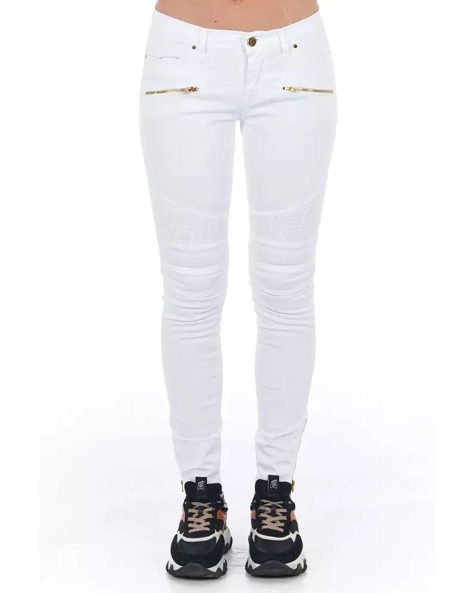 Skinny Jeans with Zipper Detail Wo - White Jeans by FRANKIE MORELLO
