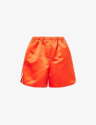 Adia Contrast-Hem Satin Shorts by FRANKIE SHOP