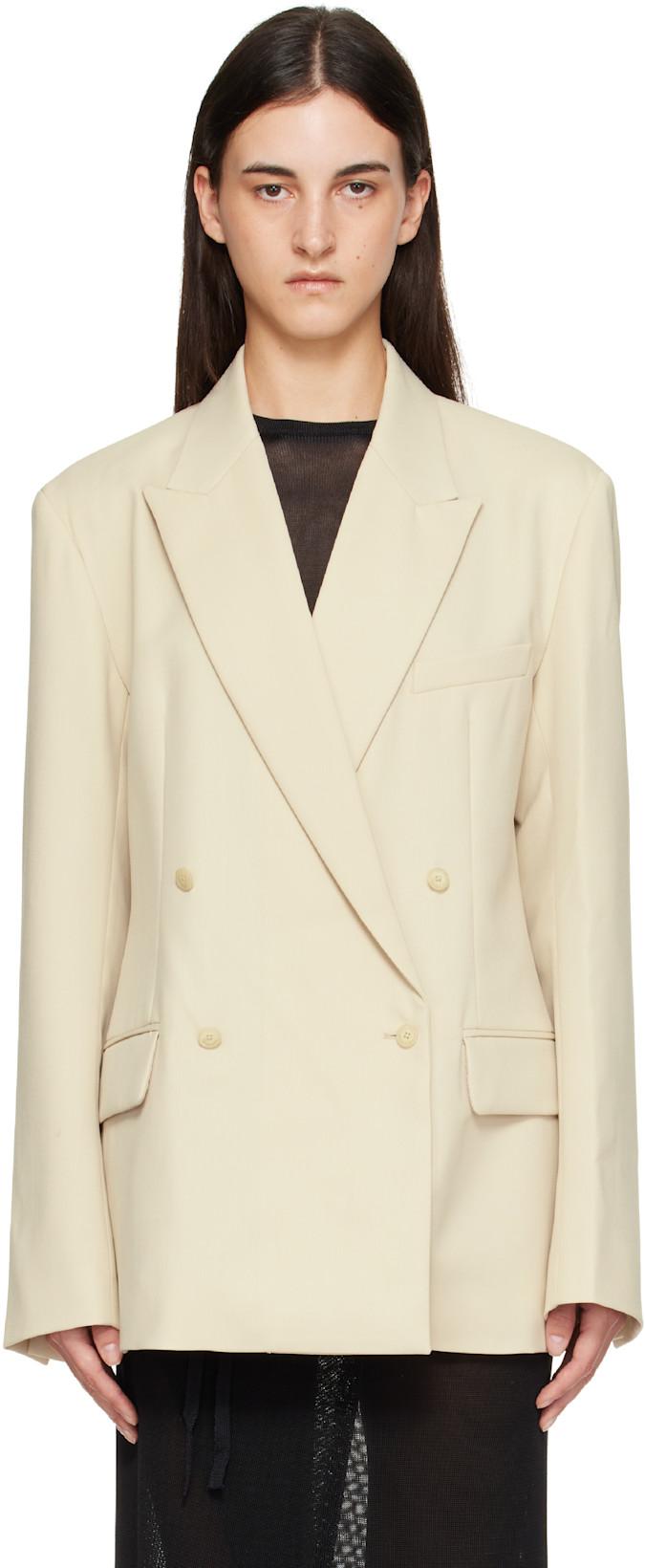 Beige Newark Double Breasted Blazer by FRANKIE SHOP