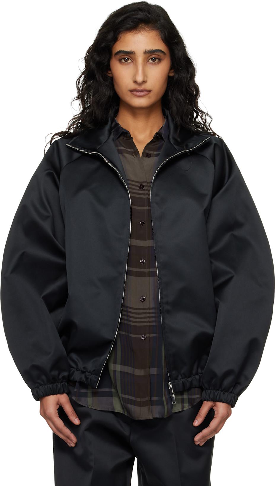 Black Baxter Satin Track Jacket by FRANKIE SHOP