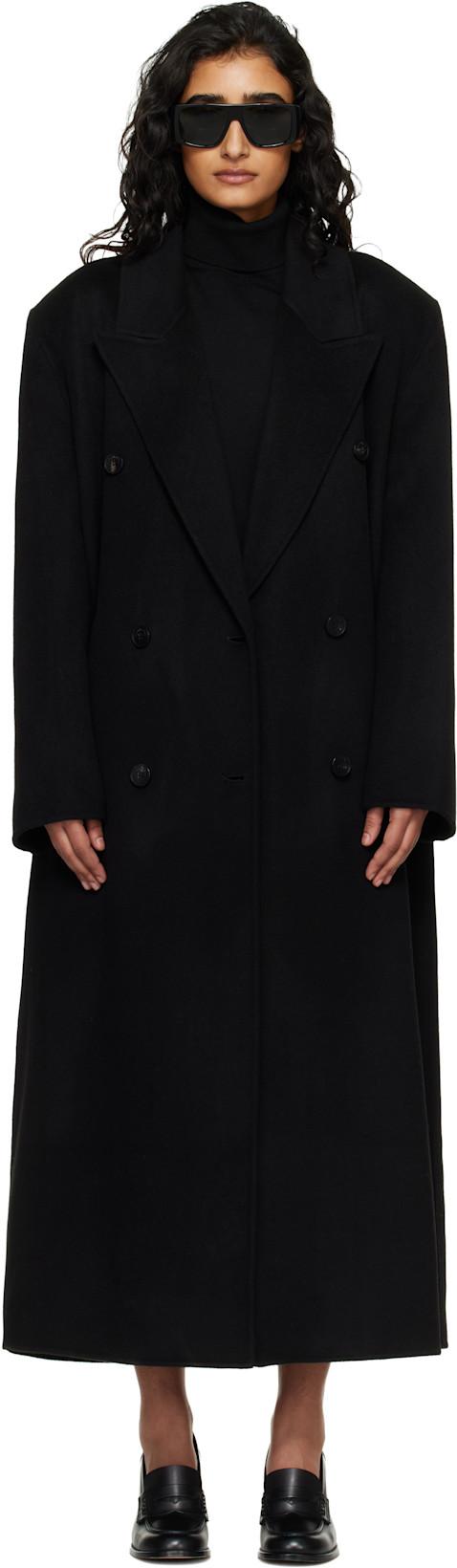 Black Gaia Double Breasted Coat by FRANKIE SHOP